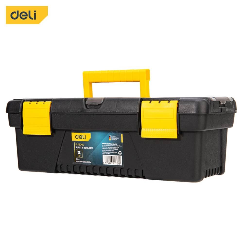 กล่องเครื่องมือช่าง DELI EDL432417-YL-01 ขนาด 16X38X17ซม. สีดำ_0